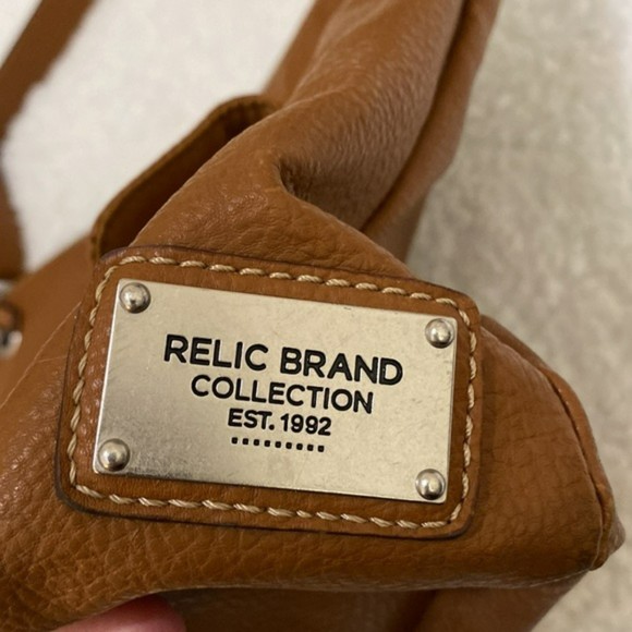 Relic By Fossil Roxanne Shoulder Bag Purse Cognac Leather Adjustable Messenger - Picture 7 of 16